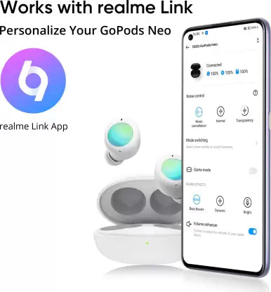 DIZO by realme TechLife GoPods Neo with Active Noise Cancellation(ANC) Bluetooth Headset (Aurora, True Wireless) DIZO by realme TechLife GoPods Neo with Active Noise Cancellation(ANC) Bluetooth Headset (Aurora, True Wireless)